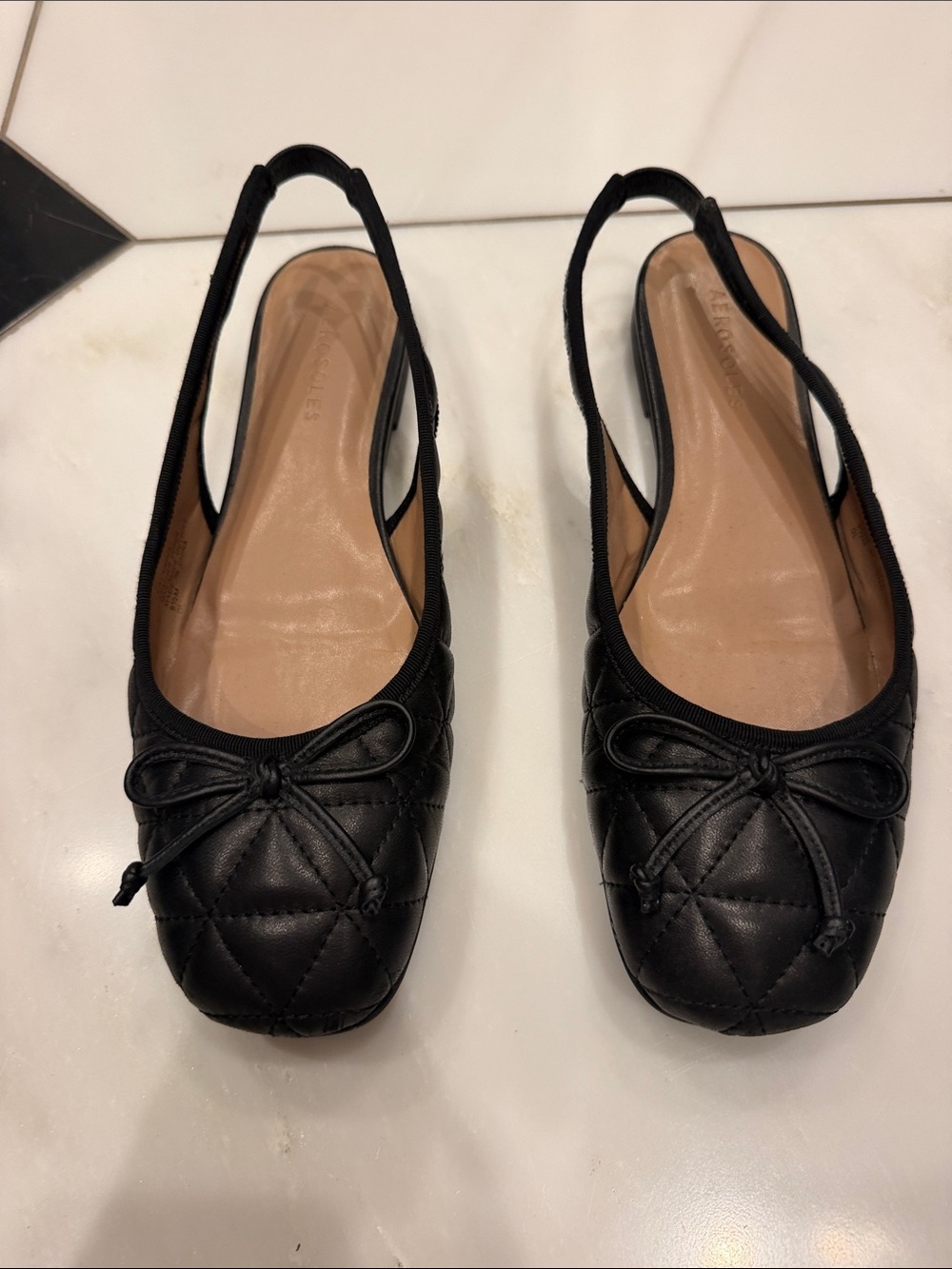Aerosoles Black Quilted Slingback Ballet Flats
